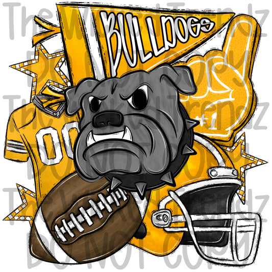 Yellow Bulldogs Football Mascot Digital Design
