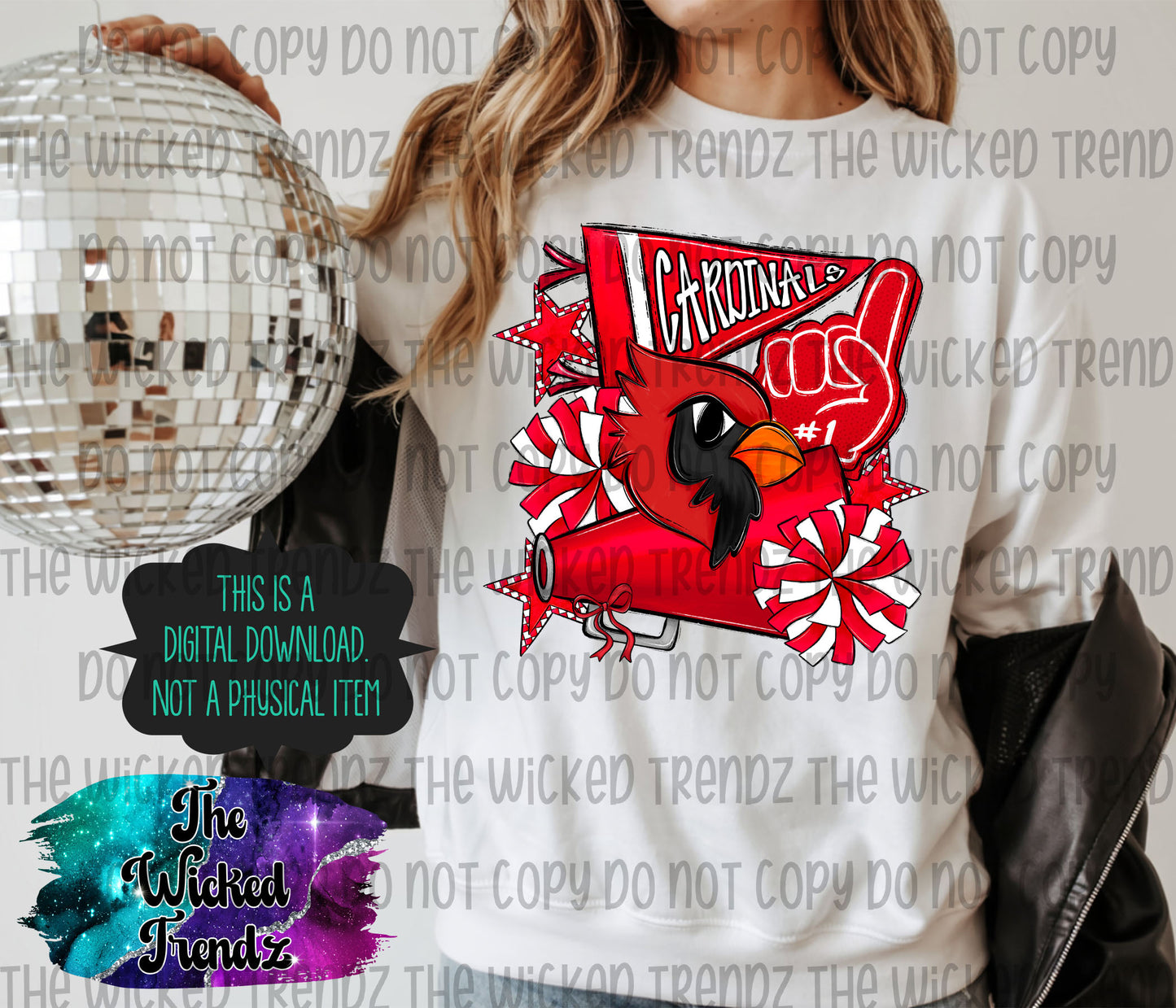 Cardinals Red Cheer Cheerleading Cheerleader Mascot Digital Design Spirit Shirt Design