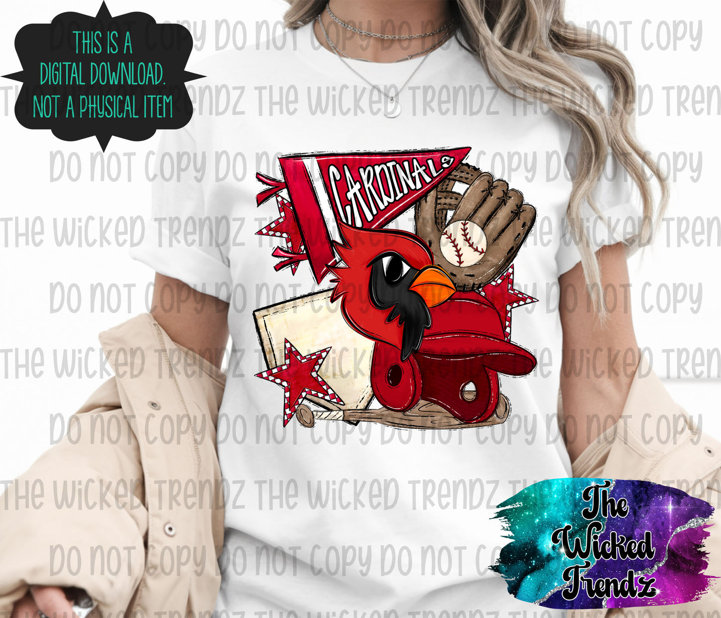 Cardinals Red Baseball Team Mascot Digital Design