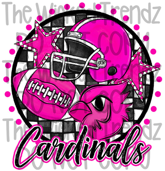 Cardinals Pink Out Football Cheer Mascot Digital Design October Awareness
