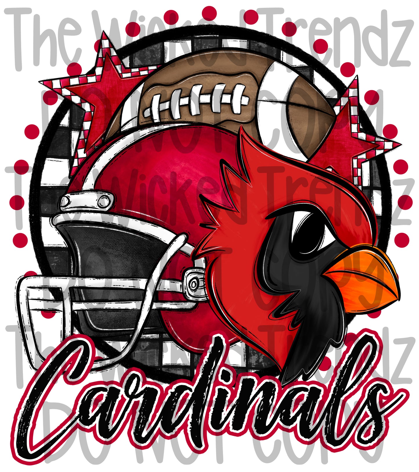 Red Cardinals Football Mascot Digital Design