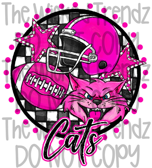 Cats Pink Out Football Cheer Mascot Digital Design October Awareness