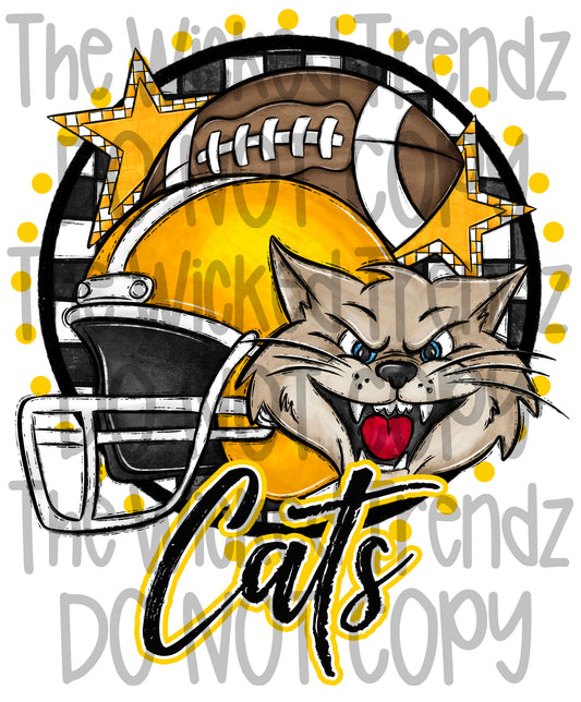 Yellow Cats Football Mascot Digital Design