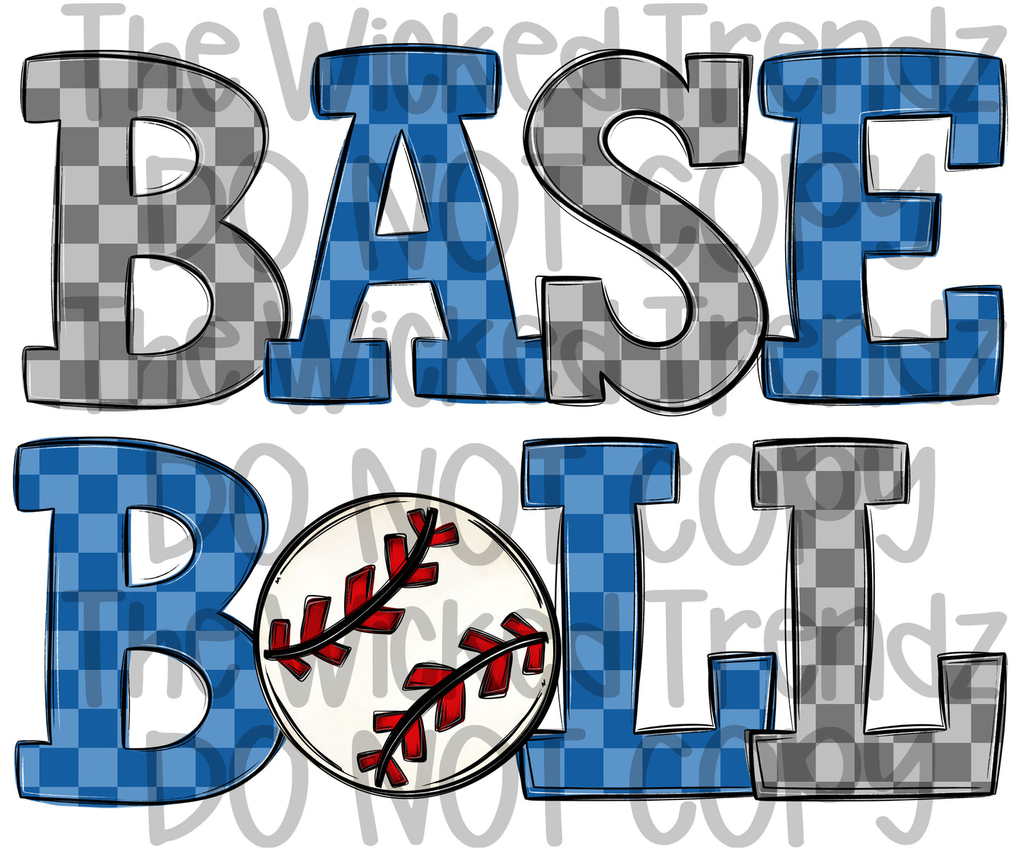 Blue Checkered Baseball Team Digital Design