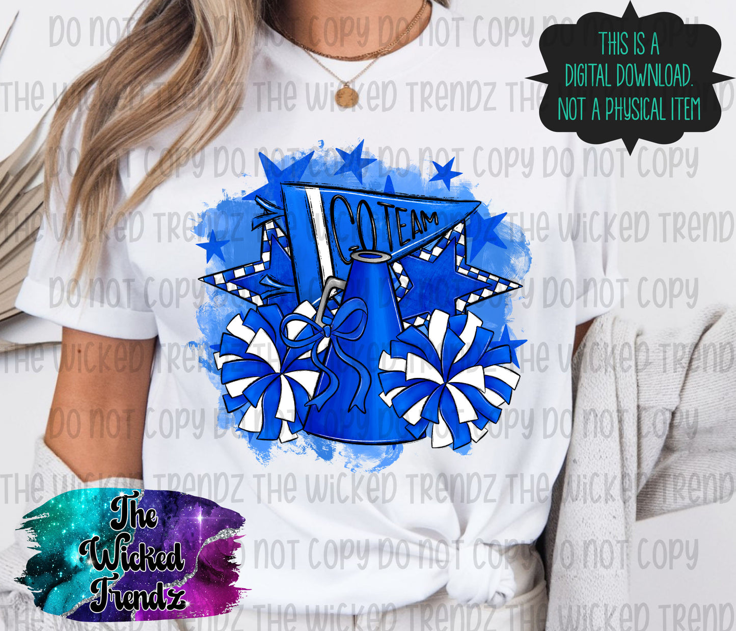 Blue Cheer Cheerleading Cheerleader Digital Design Spirit Shirt Design