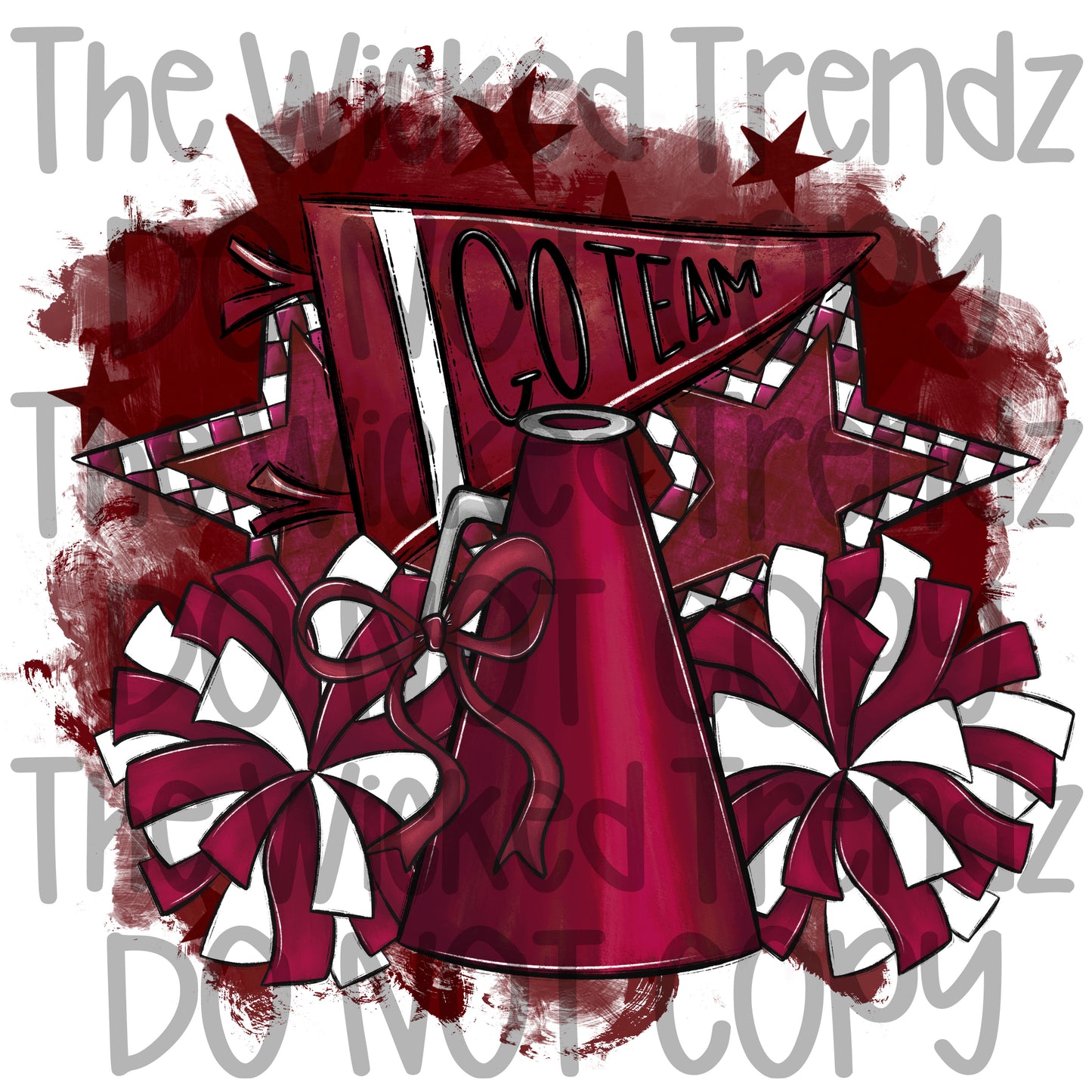Maroon Cheer Cheerleading Cheerleader Digital Design Spirit Shirt Design
