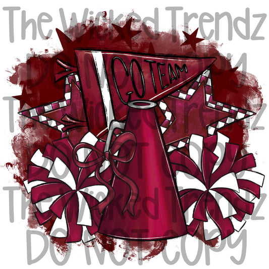 Maroon Cheer Cheerleading Cheerleader Digital Design Spirit Shirt Design