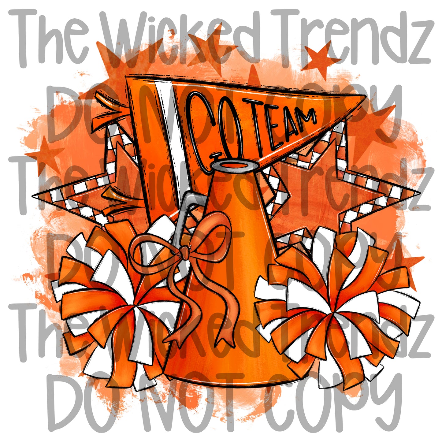 Orange Cheer Cheerleading Cheerleader Digital Design Spirit Shirt Design