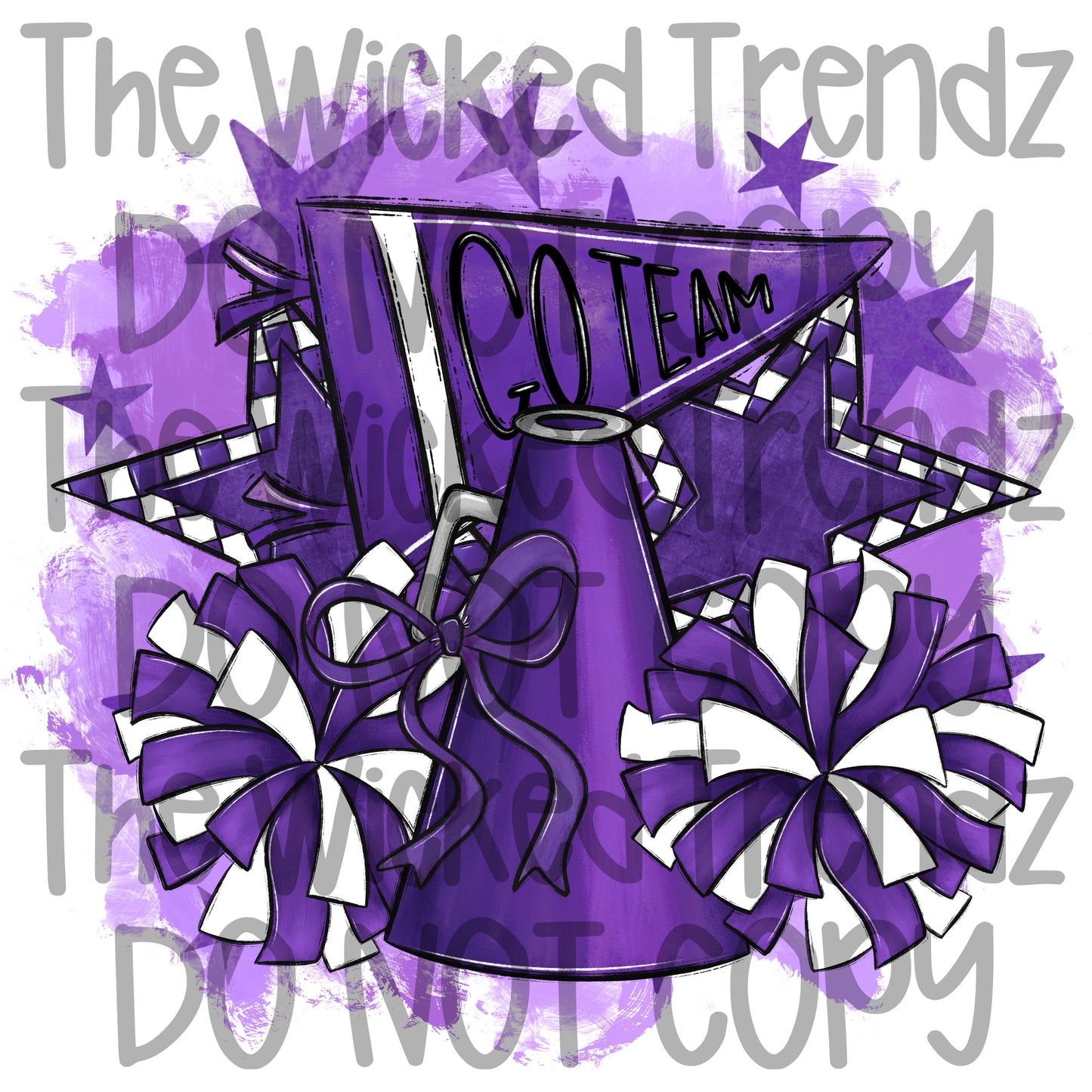 Purple Cheer Cheerleading Cheerleader Digital Design Spirit Shirt Design