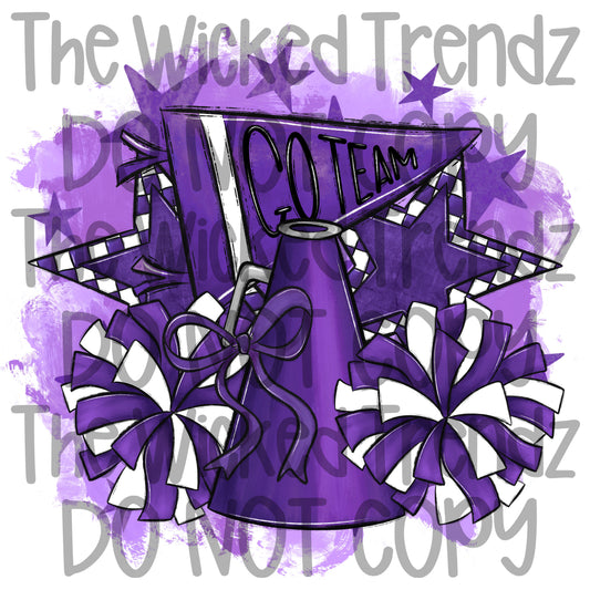 Purple Cheer Cheerleading Cheerleader Digital Design Spirit Shirt Design