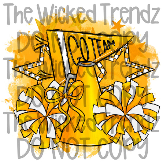 Yellow Cheer Cheerleading Cheerleader Digital Design Spirit Shirt Design