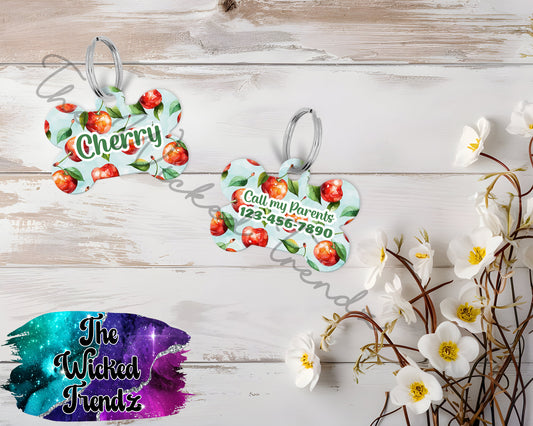 Cherry Cherries Fruit New Puppy Pet ID Dog Tag Personalized Custom Dog Name Phone Number