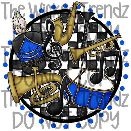 Blue Marching Band Mascot Digital Design