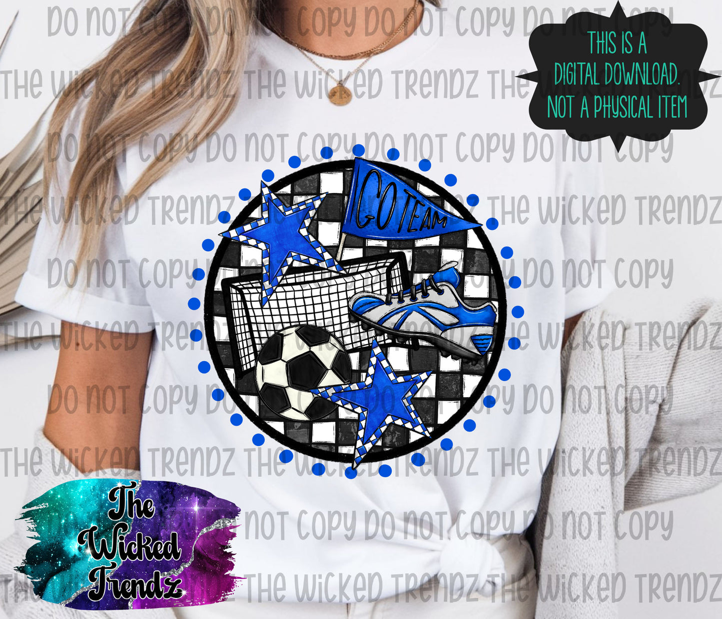 Blue Soccer Mascot Digital Design