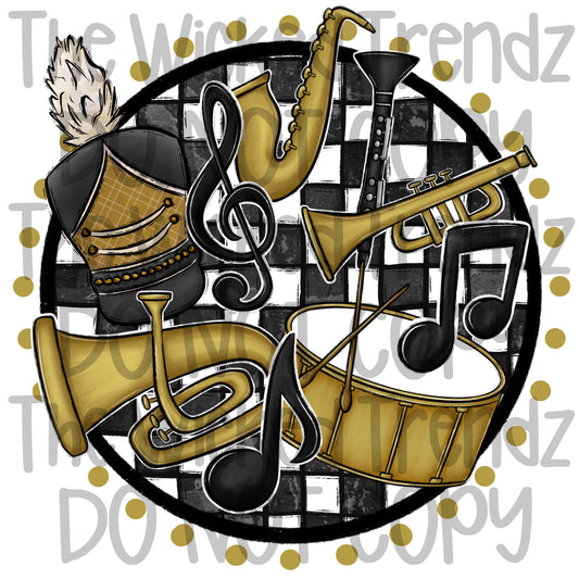Marching Band Gold School Colors Mascot Digital Design