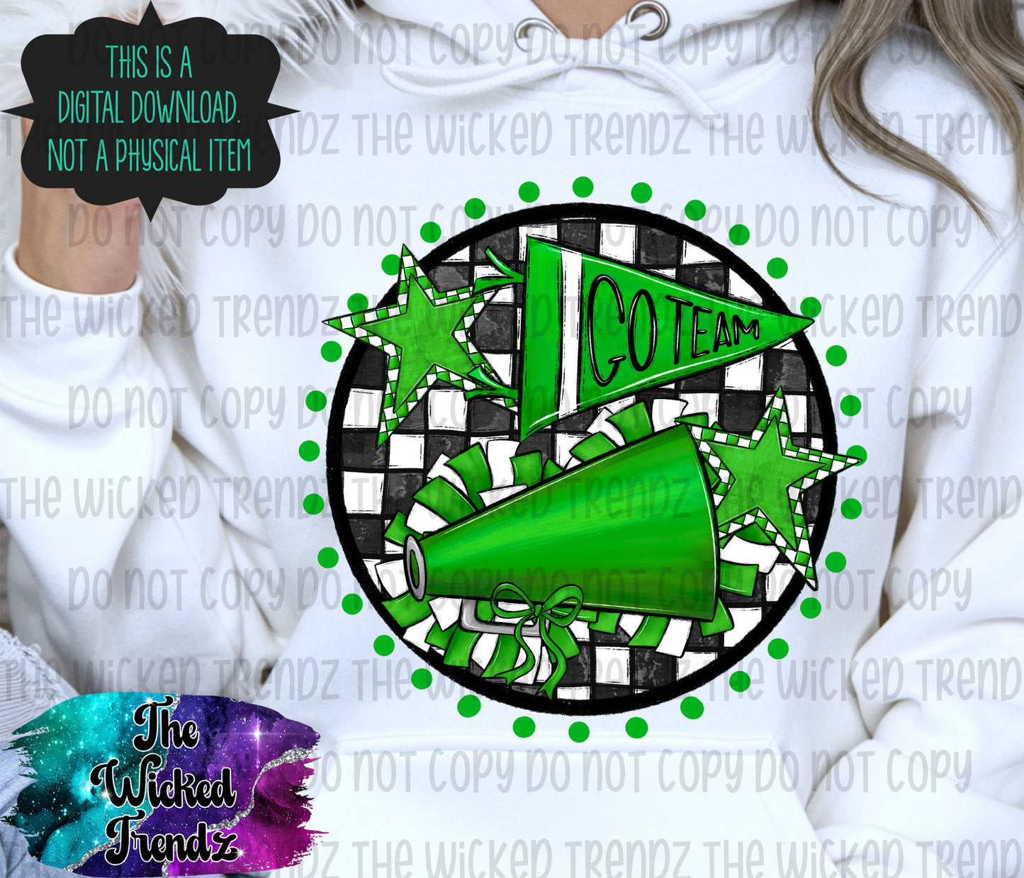 Green Checkered Cheer Cheerleading Cheerleader Digital Design Spirit Shirt Design