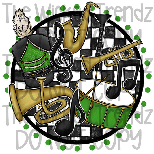 Marching Band Green School Colors Mascot Digital Design