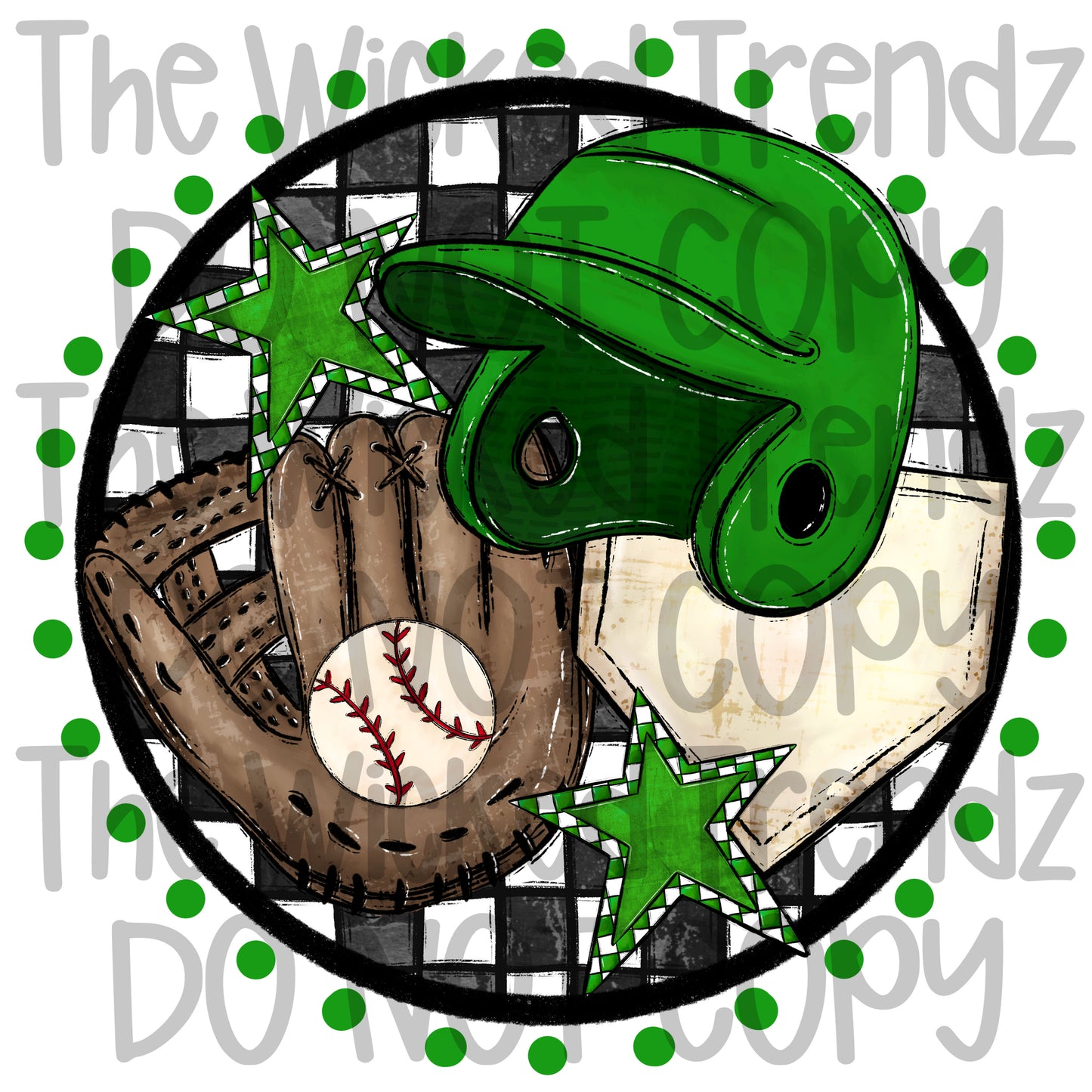Green Baseball Team Baseball Mom Digital Design