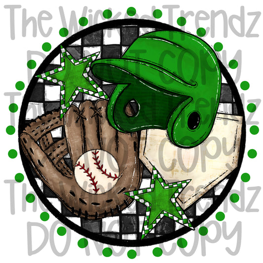Green Baseball Team Baseball Mom Digital Design