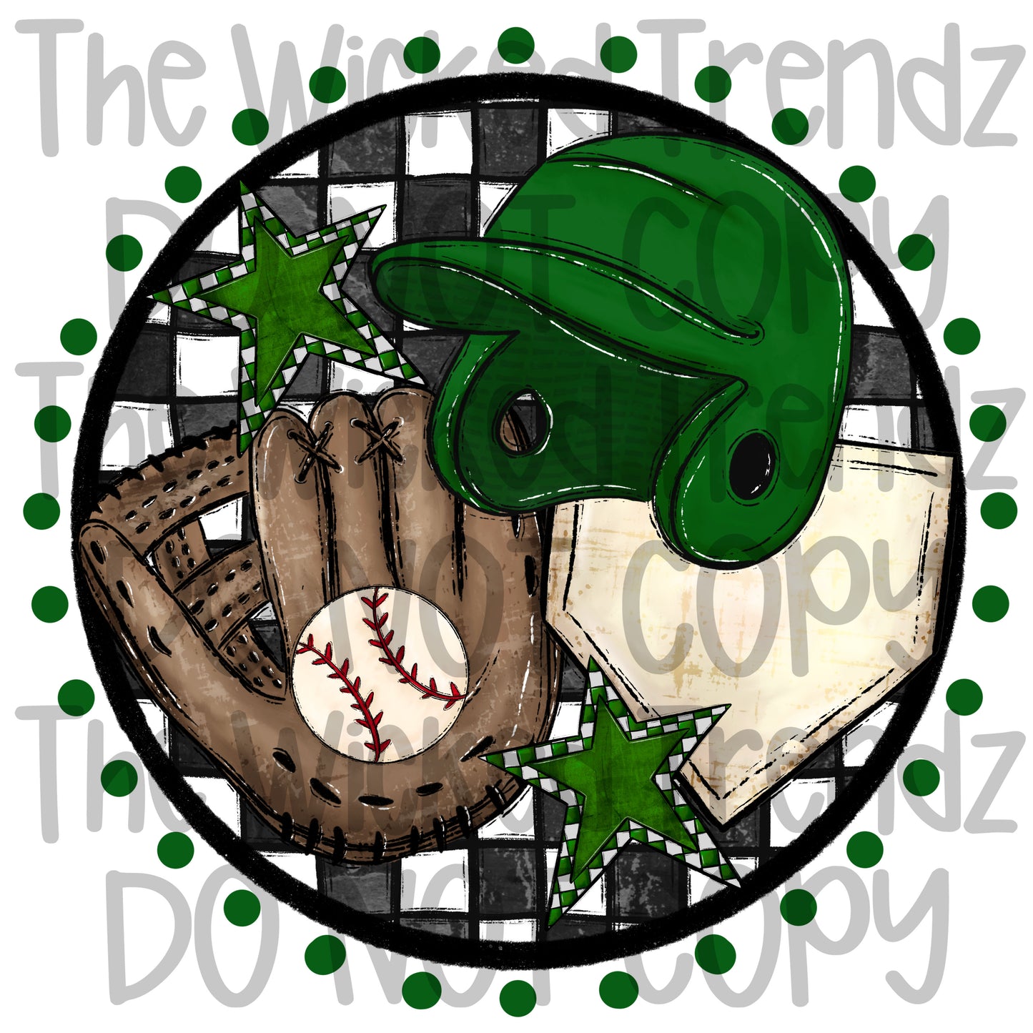 Dark Hunter Green Baseball Team Baseball Mom Digital Design