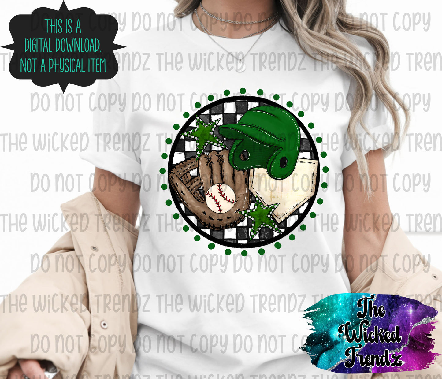 Dark Hunter Green Baseball Team Baseball Mom Digital Design