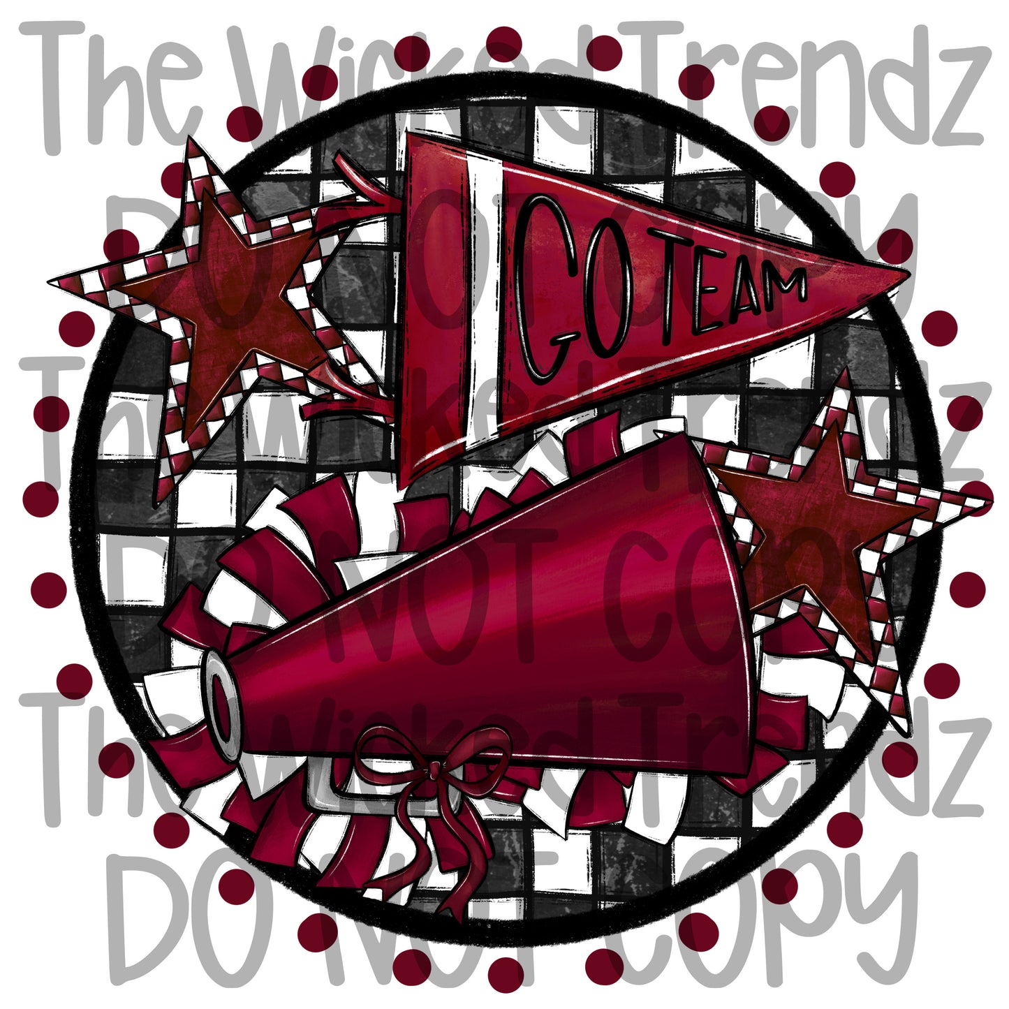 Maroon Checkered Cheer Cheerleading Cheerleader Digital Design Spirit Shirt Design