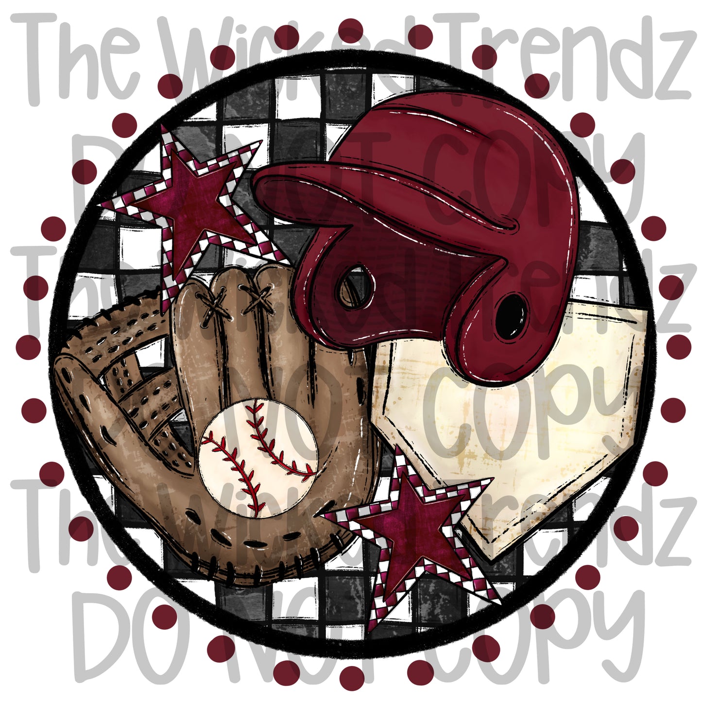 Maroon Baseball Team Baseball Mom Digital Design