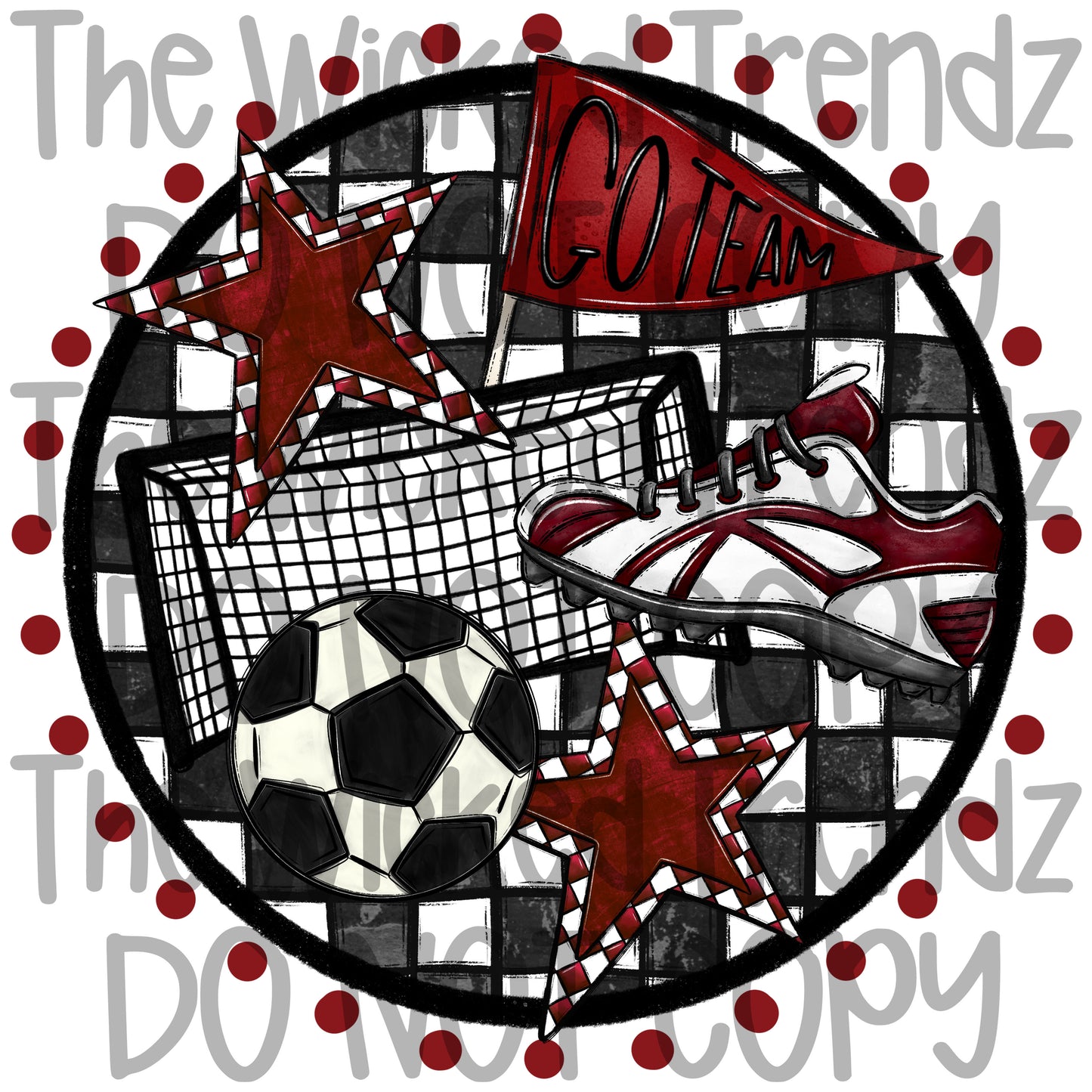 Soccer Team Maroon Colors Mascot Digital Design