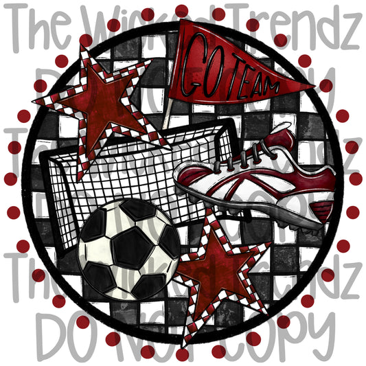 Soccer Team Maroon Colors Mascot Digital Design