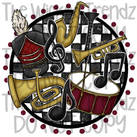 Marching Band Maroon School Colors Mascot Digital Design