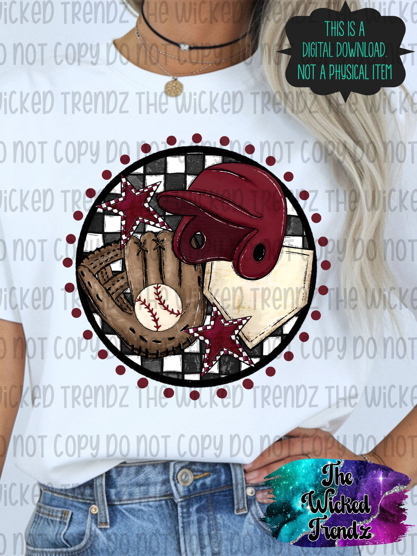 Maroon Baseball Team Baseball Mom Digital Design