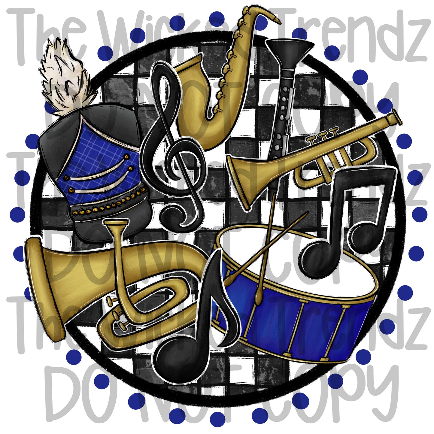 Marching Band Navy Blue School Colors Mascot Digital Design