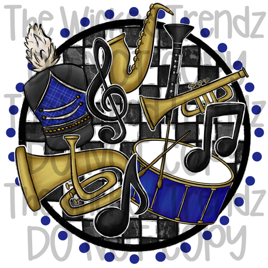 Marching Band Navy Blue School Colors Mascot Digital Design