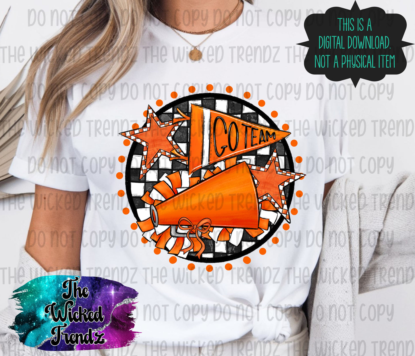 Orange Checkered Cheer Cheerleading Cheerleader Digital Design Spirit Shirt Design