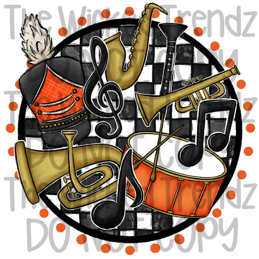 Marching Band Orange School Colors Mascot Digital Design