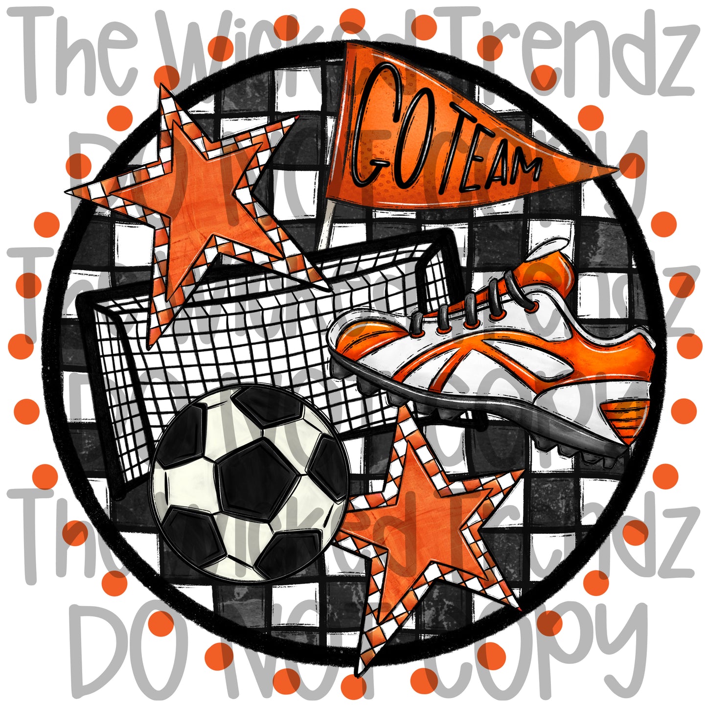 Soccer Team Orange Colors Mascot Digital Design