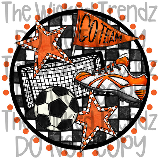 Soccer Team Orange Colors Mascot Digital Design
