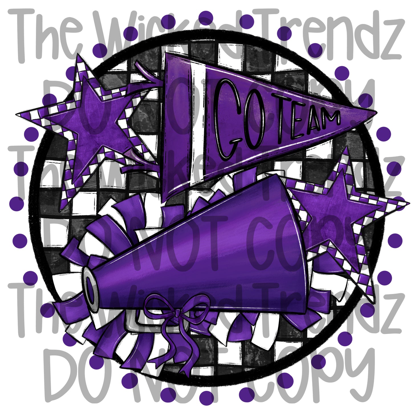 Purple Checkered Cheer Cheerleading Cheerleader Digital Design Spirit Shirt Design