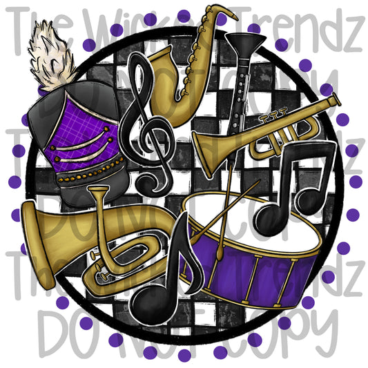 Marching Band Purple School Colors Mascot Digital Design