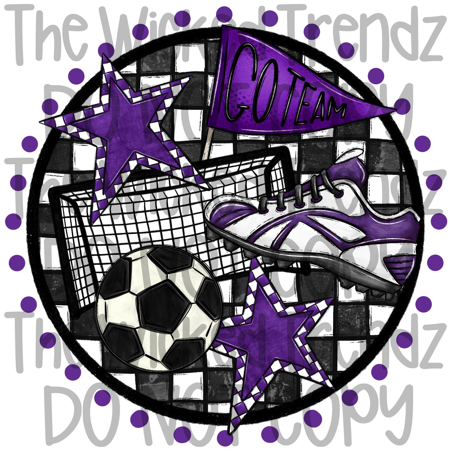Soccer Team Purple Colors Mascot Digital Design