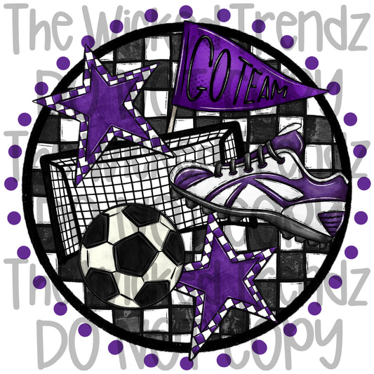 Soccer Team Purple Colors Mascot Digital Design