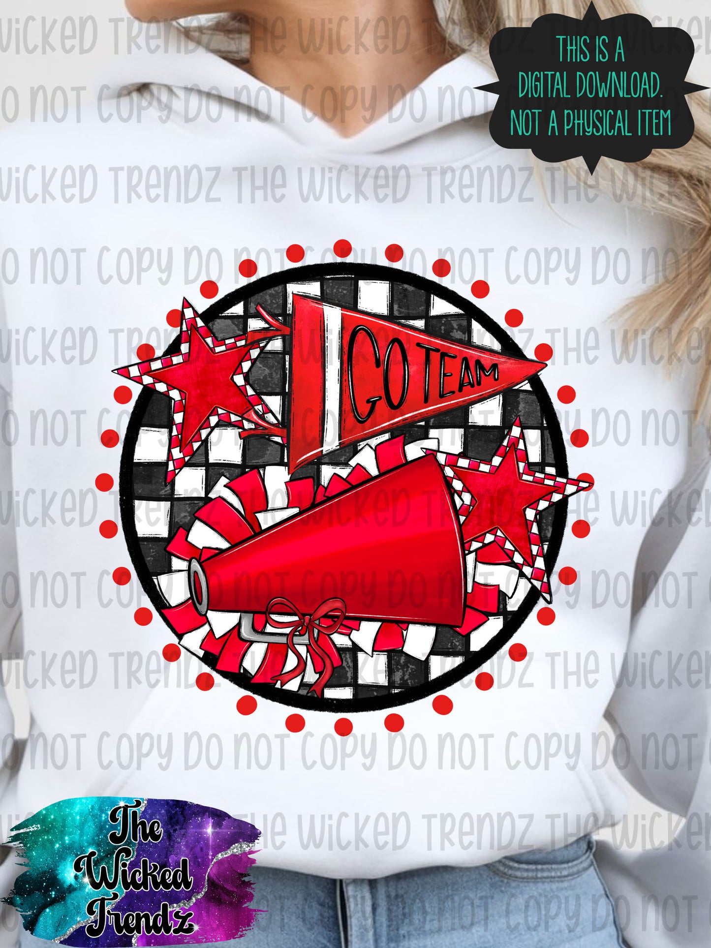 Red Checkered Cheer Cheerleading Cheerleader Digital Design Spirit Shirt Design
