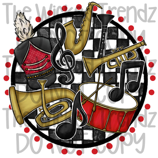 Marching Band Red School Colors Mascot Digital Design