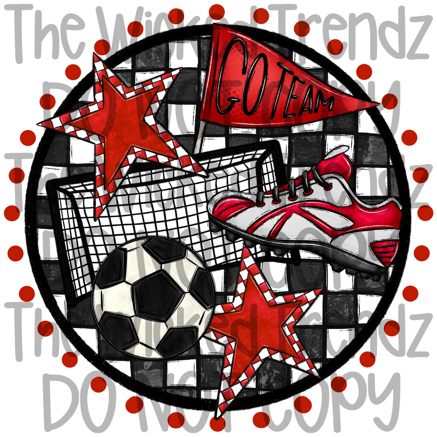 Soccer Team Red Colors Mascot Digital Design