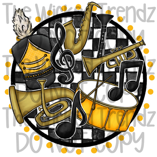 Marching Band Yellow School Colors Mascot Digital Design