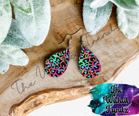 Colorful Leopard Print Dangle Earrings Tear Drop Earring Lightweight Earrings