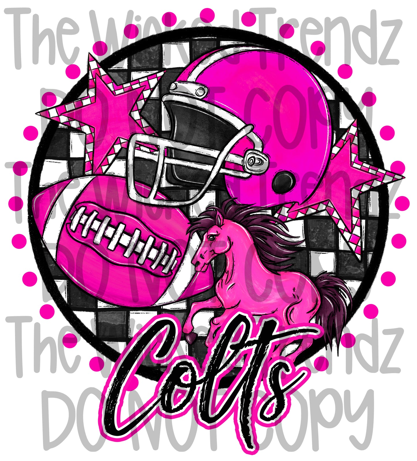 Colts Pink Out Football Cheer Mascot Digital Design October Awareness