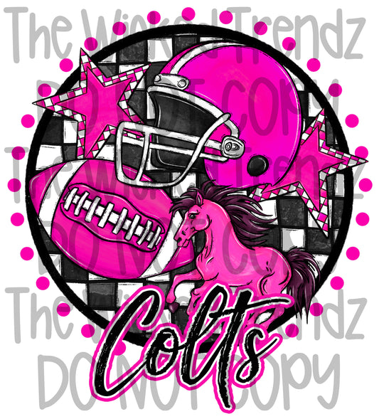 Colts Pink Out Football Cheer Mascot Digital Design October Awareness