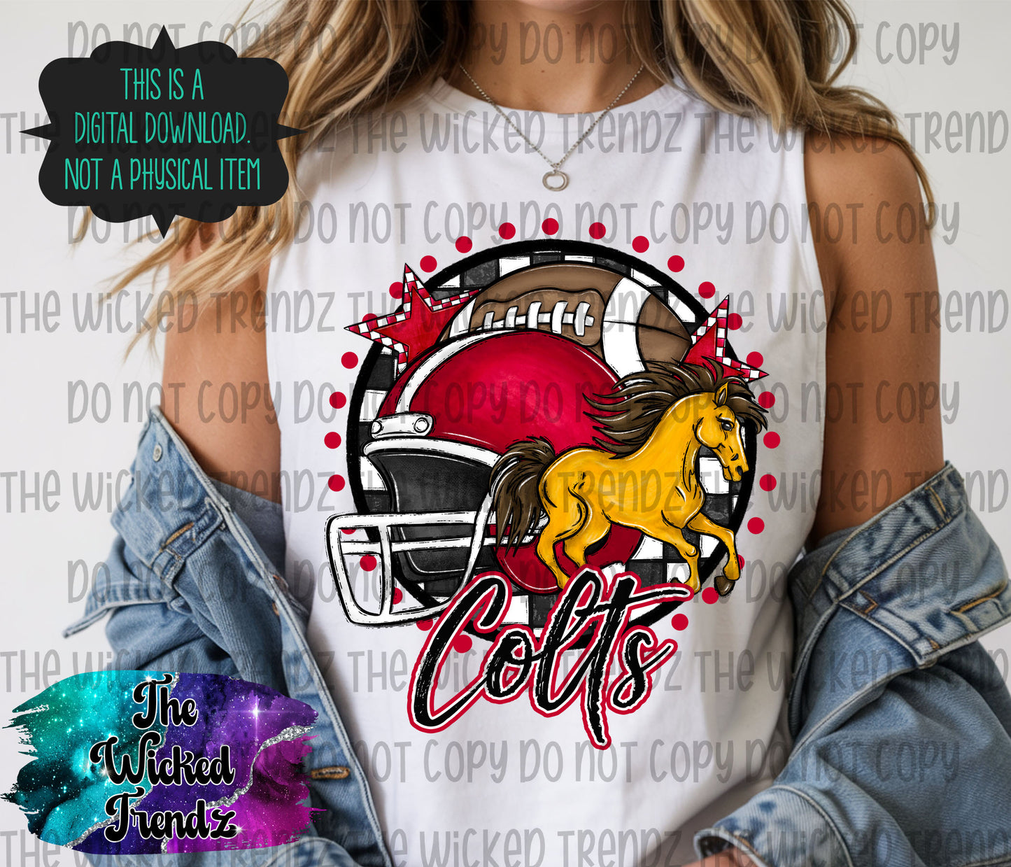Red Colts Football Mascot Digital Design