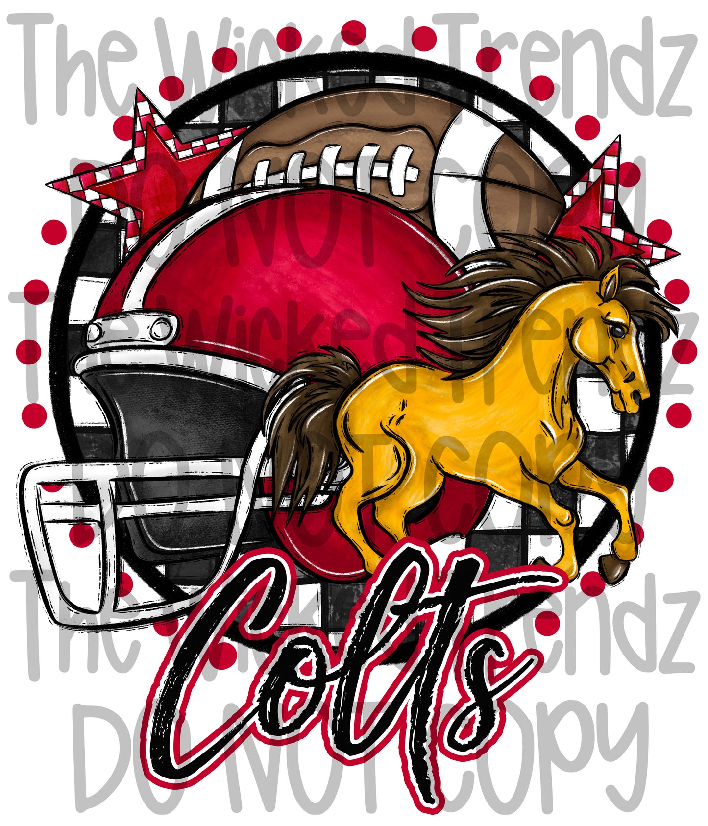 Red Colts Football Mascot Digital Design